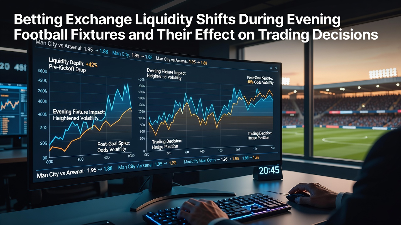Betting exchange interface displaying liquidity levels during an evening football fixture
