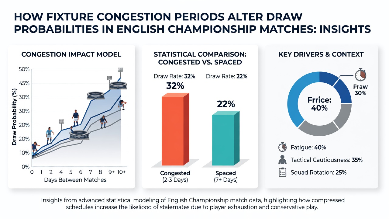 Match statistics display showing draw frequency spikes during EFL Championship congestion periods