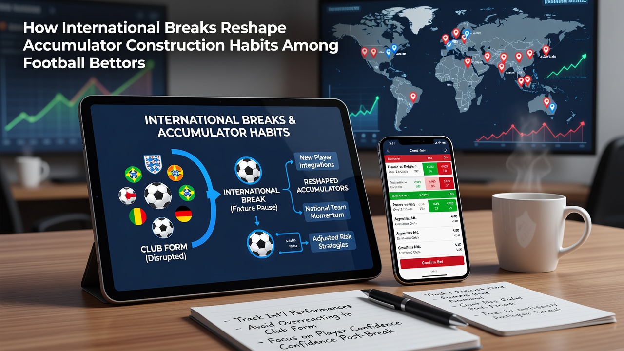 Football bettors reviewing match statistics and team lineups during an international break period
