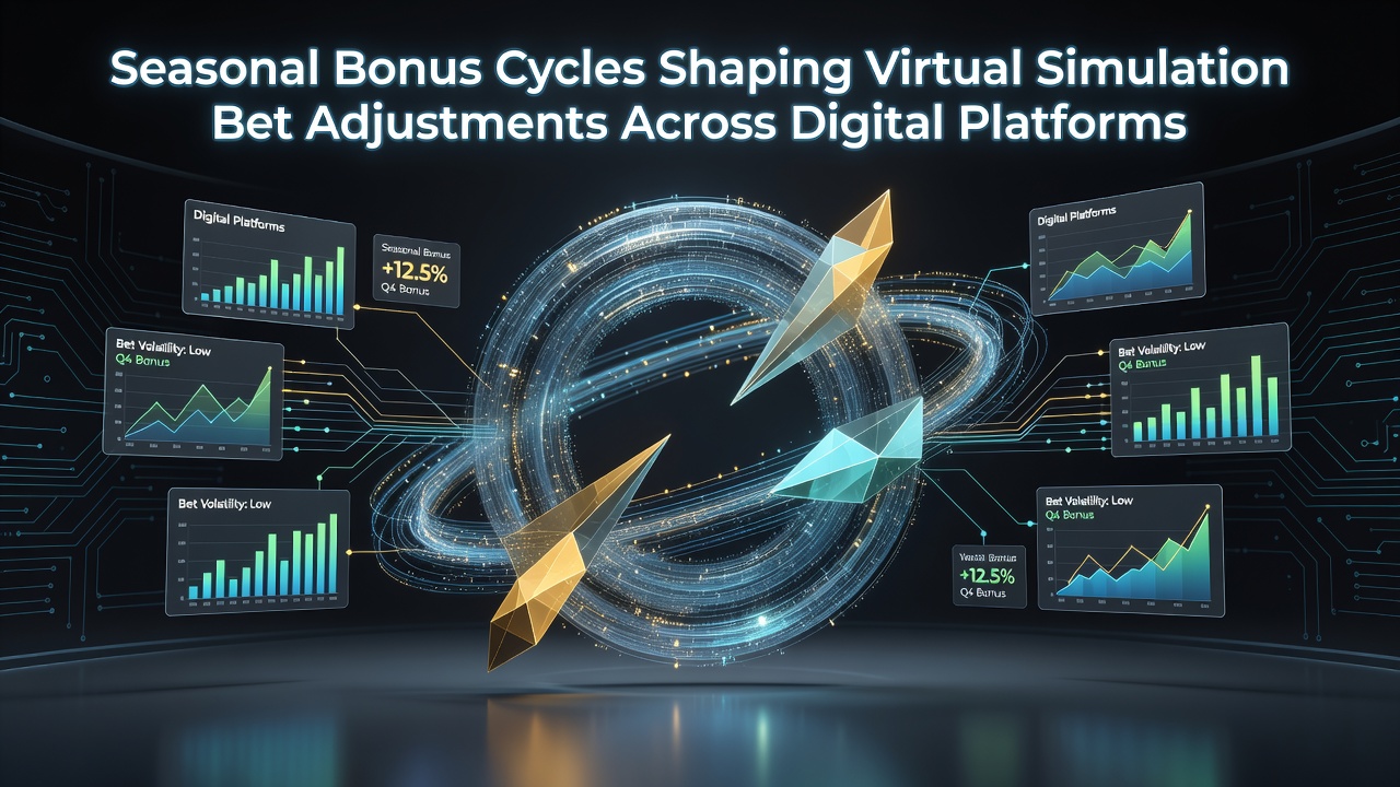 Digital interface displaying seasonal bonus cycles in virtual simulation betting platforms