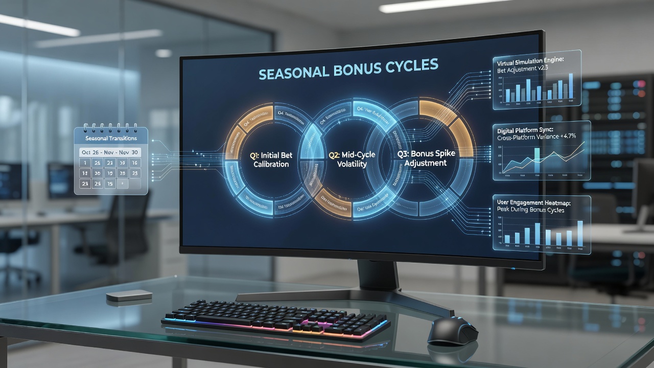 Analytics dashboard showing bet adjustments across virtual simulation platforms during seasonal periods