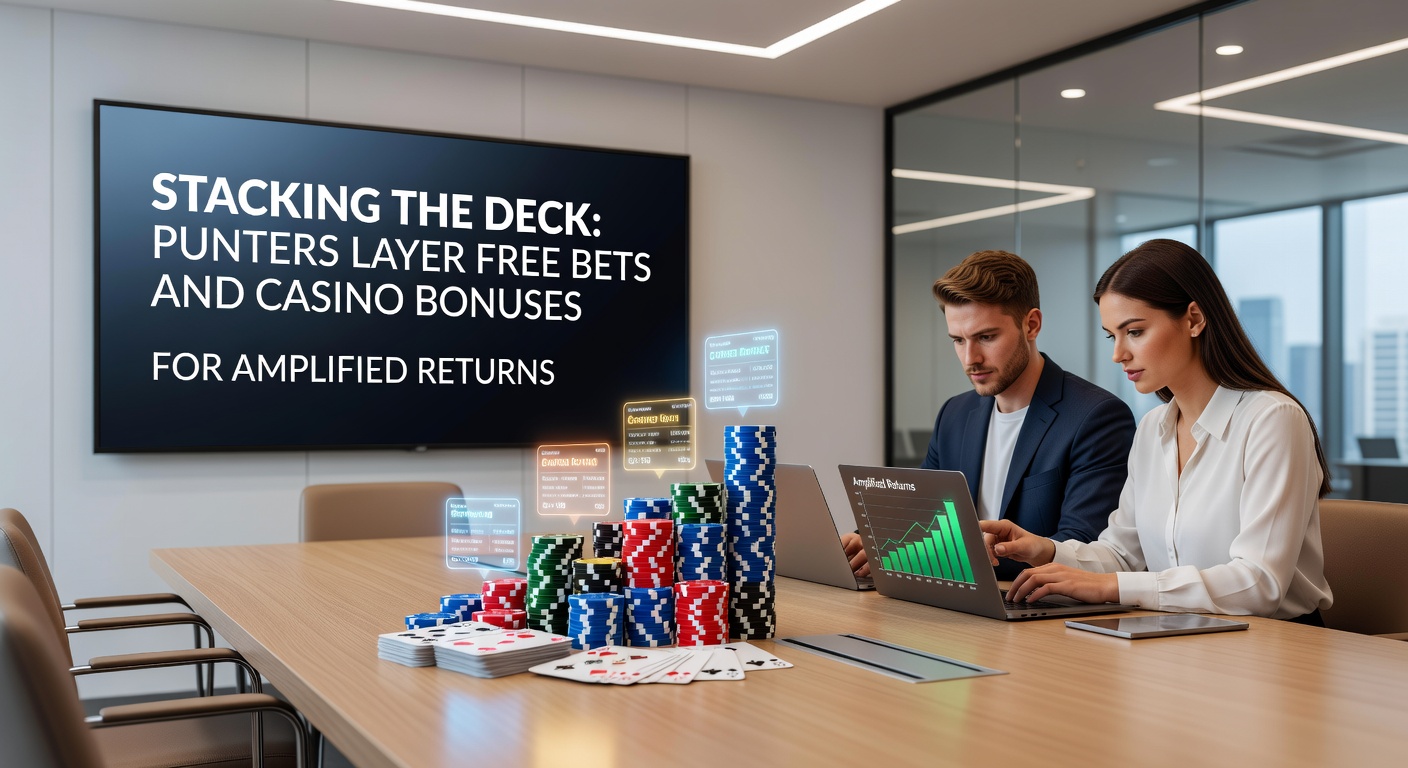 Close-up of a digital dashboard showing multiple active bonuses, free bet trackers, and casino balance overlays in a layered betting strategy