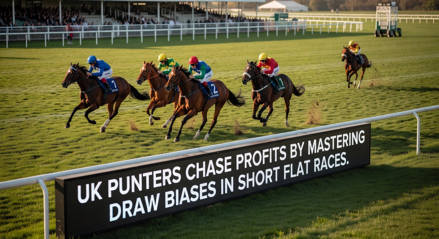 Sprint horses bursting from stalls at Chester racecourse, highlighting low-draw advantages in tight turns