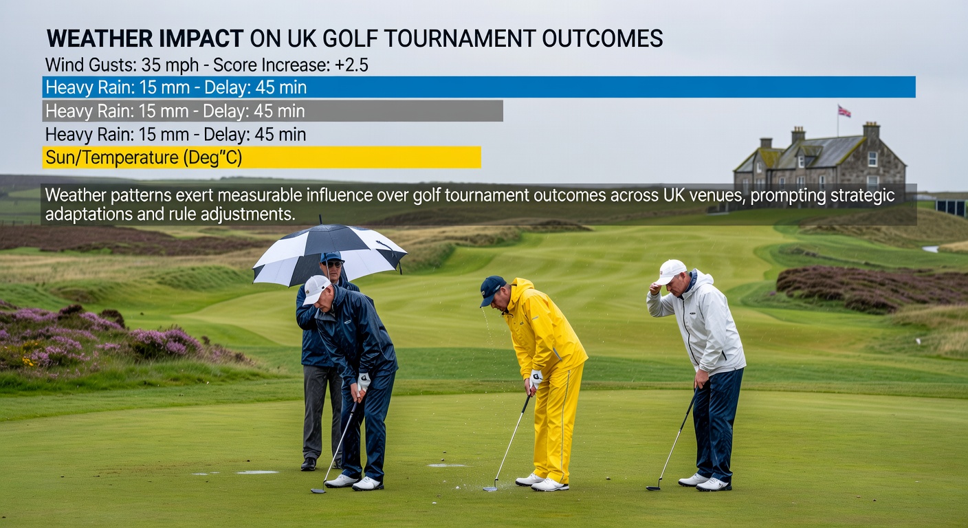 Analysts reviewing weather models and golf course statistics on multiple screens